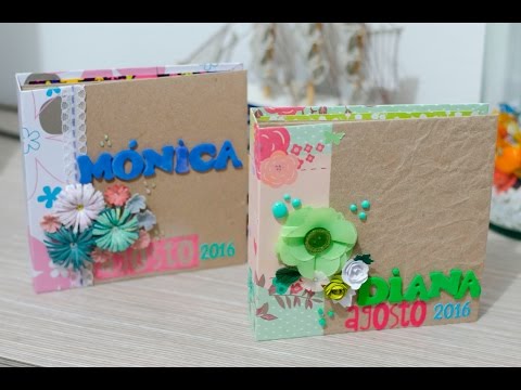 Estructura mini album con sobres de papel craft y carton reciclado DIY desde cero