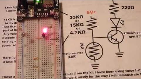 Adjusting sensitivity of photoresistor light dependent resistor 2N3904 NPN BJT circuit electronzap