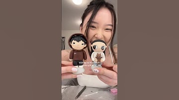 sculpting me and my bf into blind box characters🥹 #blindbox #polymerclay #hirono #nyota