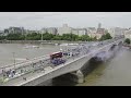 Waterloo Bridge shut down and transformed into live cricket pitch
