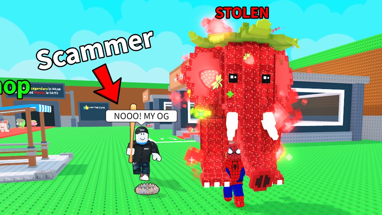 ROBLOX I Scammed A Scammer - I Steal OG Strawberry Elephant - Steal a Brainrot