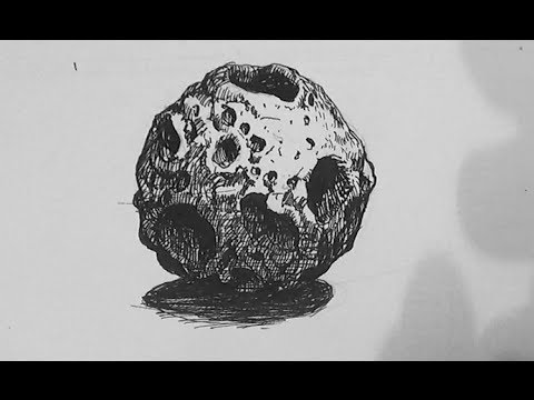 Pen and Ink Texture Challenge | How to draw an asteroid - YouTube