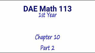 Short Queations, DAE Math 113 1st Year: Ch 10, Q # 6-11
