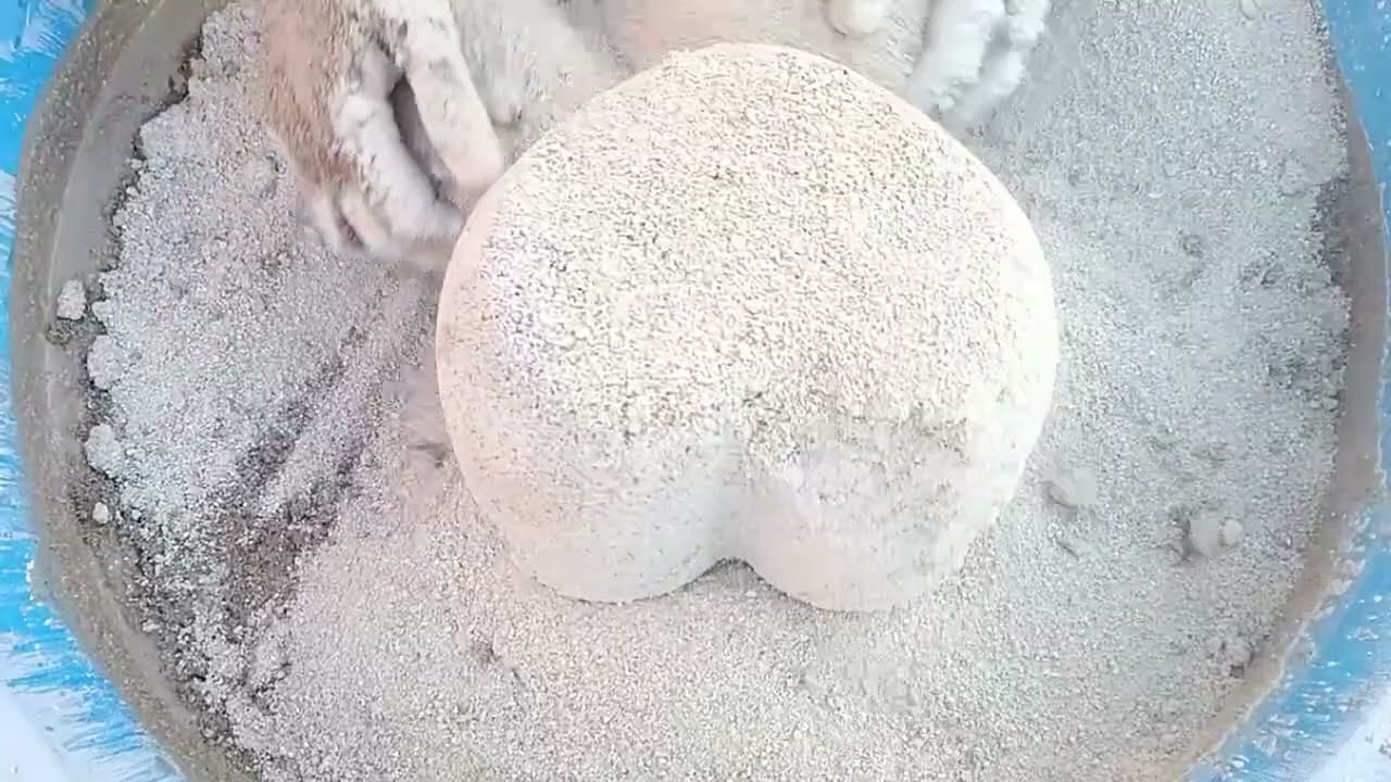 White grainy cement Hearts crumbling and dipping in lots of Water #asmrvideo