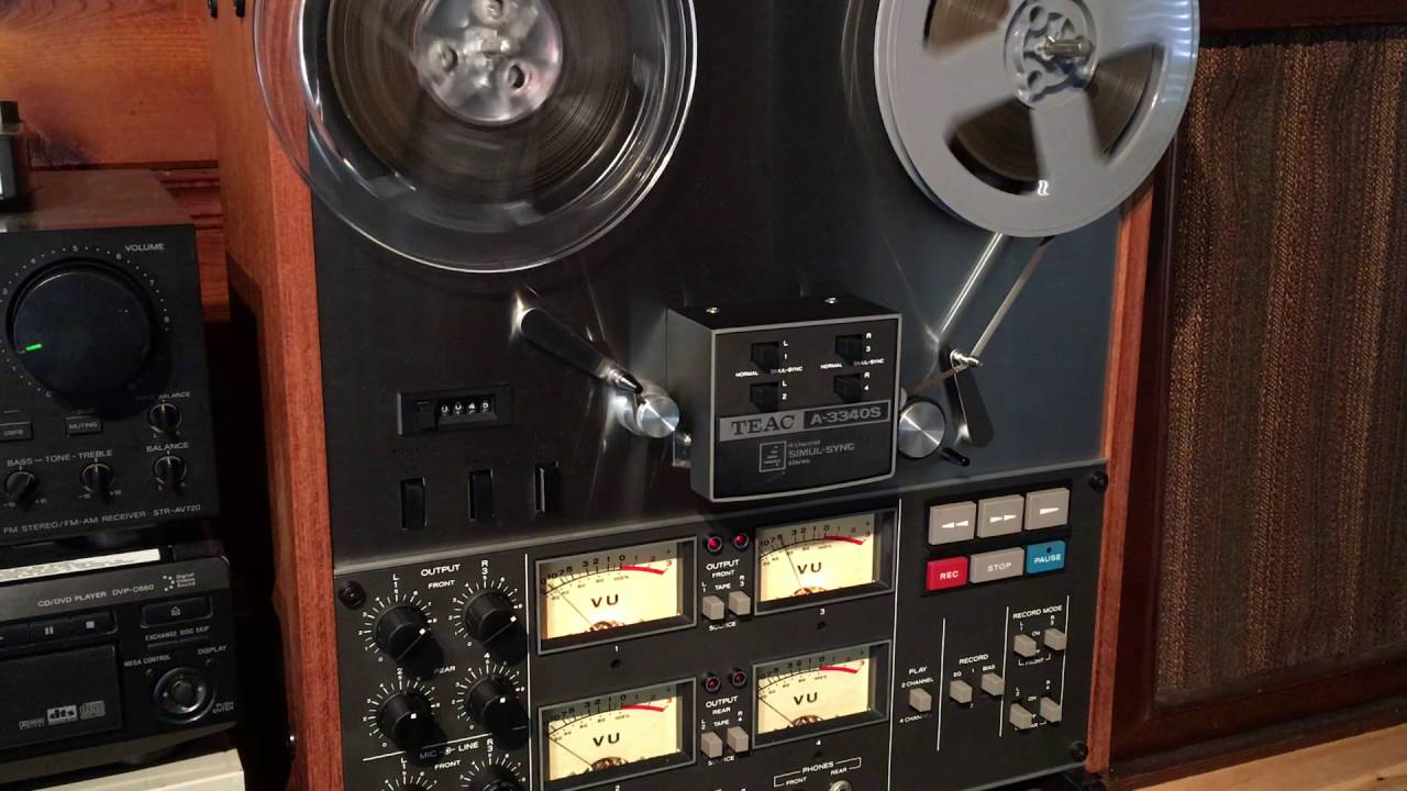Teac A-3340S 4 Track Reel to Reel Demonstration Video. Recording