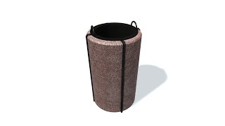 3D model. Refuse bin E.