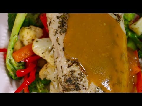merluza con salsa de mostaza y miel