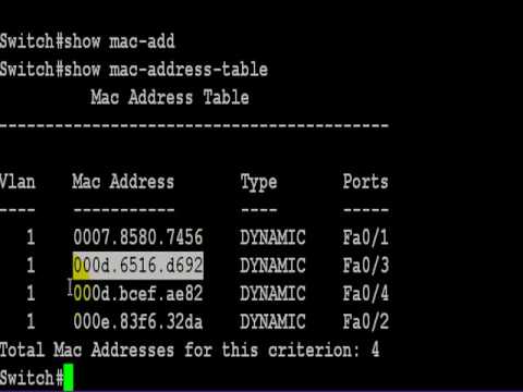 Cisco IOS - show mac-address-table - YouTube
