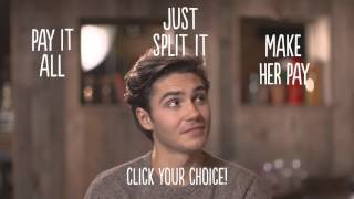 George Shelley persuades Ferne McCann to pay for their meal at Zizzi using Qkr! with Masterpass