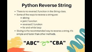 Reverse string in python | how many ways to write a reverse string