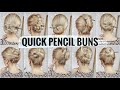 10 BUN HAIRSTYLES WITH A PENCIL 🌸 1-MINUTE HAIRSTYLES FOR SCHOOL 2020