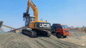 JCB Excavator 215Lc Load TINY Stones Into BharatBenz Tipper Eicher Tata Tipper  Truck ||Jcb video