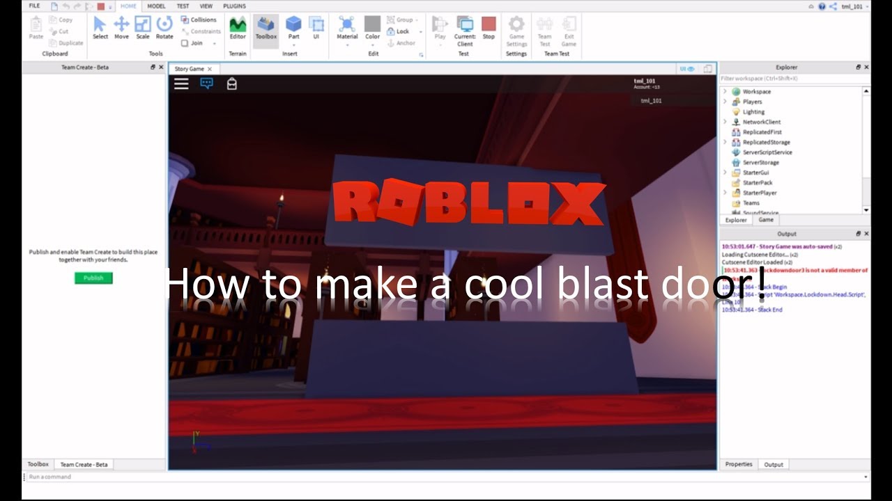 Roblox Studio How To Make A Cool Blast Door Roblox How To S Youtube - how to make a one way door roblox