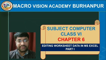 Class 6th | Computer | Chapter 6 | Editing Worksheet Data in MS Excel| Part I |