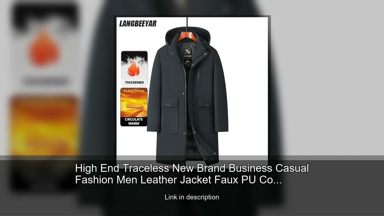 High End Traceless New Brand Business Casual Fashion Men Leather Jacket Faux PU Coats Autumn Wi