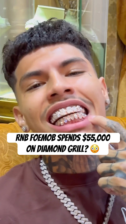 #RnbFoemob spends $55,000 on diamond grill? 😳 #upcomingrapper #hiphopjewelry #johnnydang #shorts