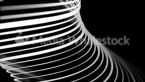 Abstract white curved lines in slow rotation on black background, seamless loop. Animation