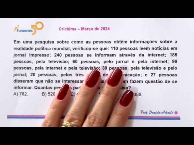 FUNDATEC - Teoria de Conjuntos - Diagramas - Criciúma - Março de 2024