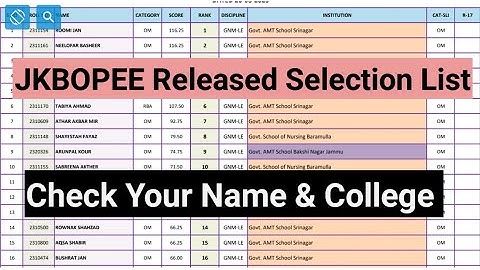 JKBOPEE Released Selection List For First Round Counseling Of GNM LE 2023 Download PDF