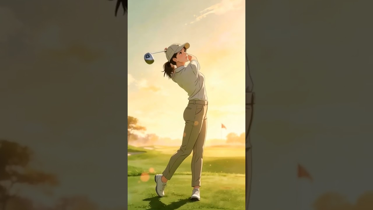 Anime Girl Golf Swing at Golden Hour 🌅⛳ |  Short 