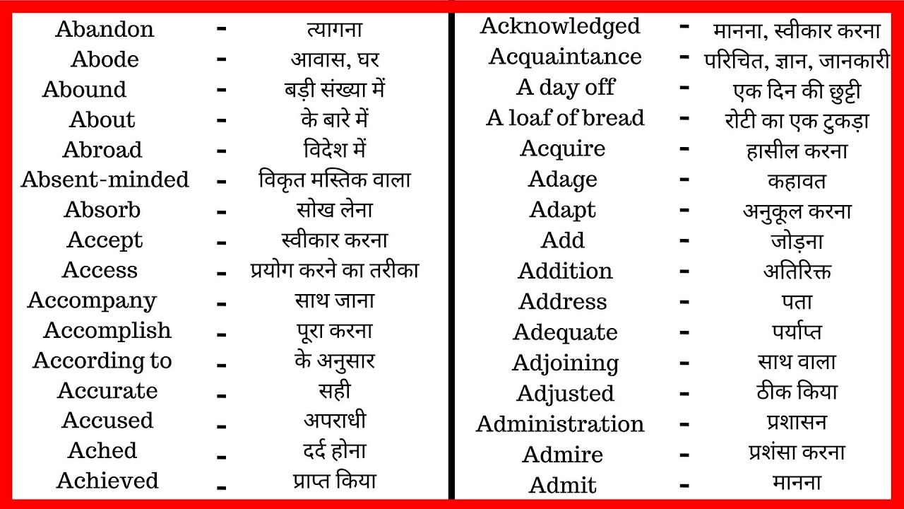 English To Hindi Dictionary Shabdkosh - andre