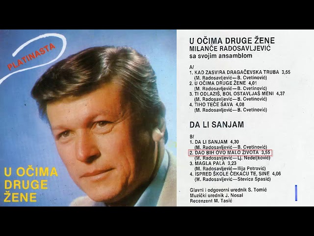 Milance Radosavljevic - Dao bih ovo malo zivota - (Audio 1983) class=