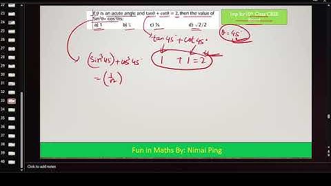 If θ is an acute angle and tanθ + cotθ =2 then the value of sin^3 θ + cos^3 θ is