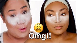 TRIED FOLLOWING PATRICKSTARRR MAKEUP TUTORIAL! (SO HARD)