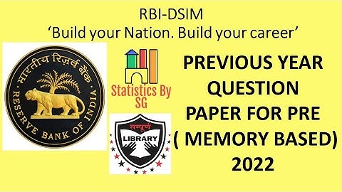 RBI DSIM 05 Previous Year Question Paper 2022 #rbidsim #iss #iitjam #csirnet