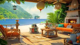 Summer Sea Sound In Tropical Living Room Ambience | Bossa Nova Jazz Music For Relaxing, Study, Work