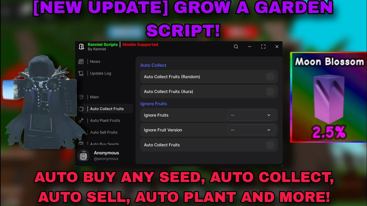 [NEW UPDATE] GROW A GARDEN SCRIPT - KEYLESS! - AUTO COLLECT - AUTO BUY SEEDS - CANDY BLOSSOM & MORE!