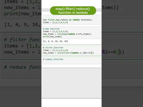 map() filter() reduce() in lambda | Python Function | map | filter ...