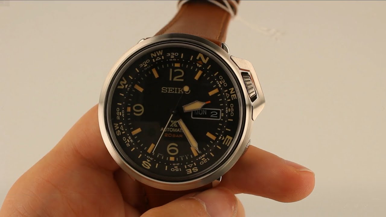 NEW Seiko Prospex Outdoor Automatic Compass Brown Strap Watch SRPD31K1 -  Close Up - YouTube