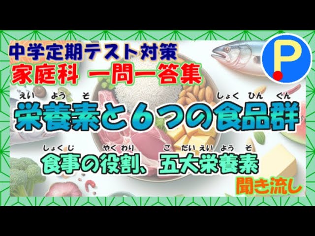 家庭科 中学2年生定期テスト対策 一問一答集 栄養素と６つの食品群 ポテスタディ 198 Youtube