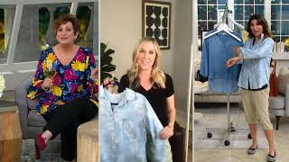 Side Stitch Tencera Printed 3/4-Sleeve Button Front Tunic on QVC