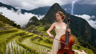 🎻🎹 Enchanted Cello & Piano at Machu Picchu | Relaxing Music | Thunderstorm Night Harmony ⛰️⚡🌙