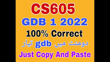 CS605 Gdb 1 Solution 2022|Cs605 Gdb solution Spring 2022