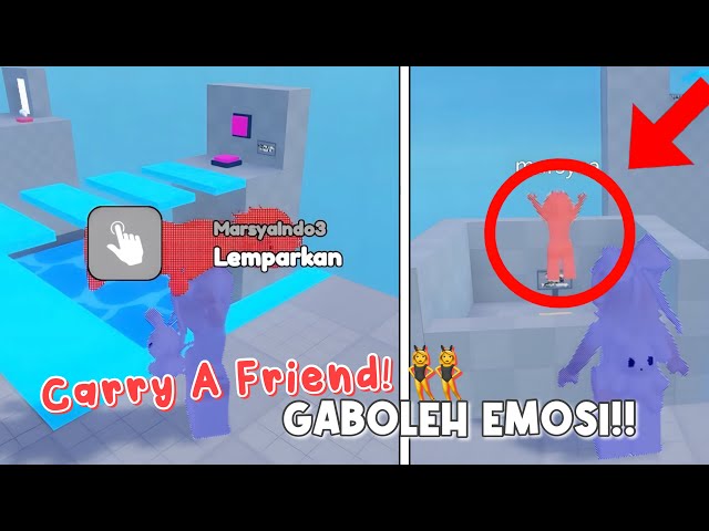 MARSYA DILEMPAR??!? Carry A Friend Teamwork Obby‼️GABOLEH EMOSI‼️ | Roblox Indonesia 🇮🇩 | class=