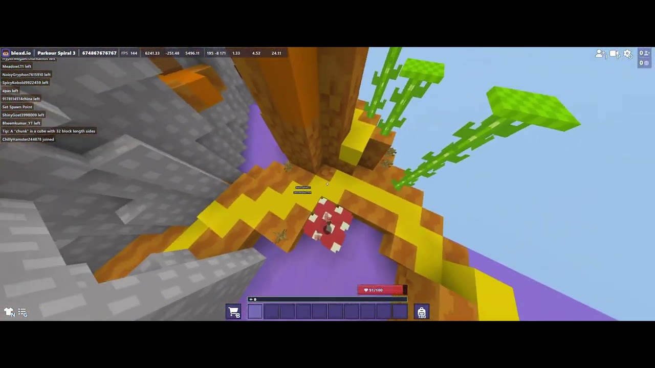 Playing a Parkour Spiral in Bloxd.io