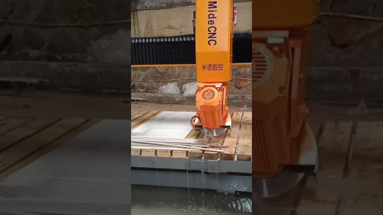 Perfect 45° Miter Cut — Midecnc 4+1 Axis CNC Bridge Saw in Action