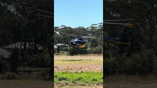 CareFlight taking off from Somersby after a road crash on Wisemans Ferry Road