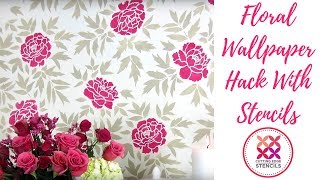 How To Stencil a Japanese Peonies Flower Accent Wall