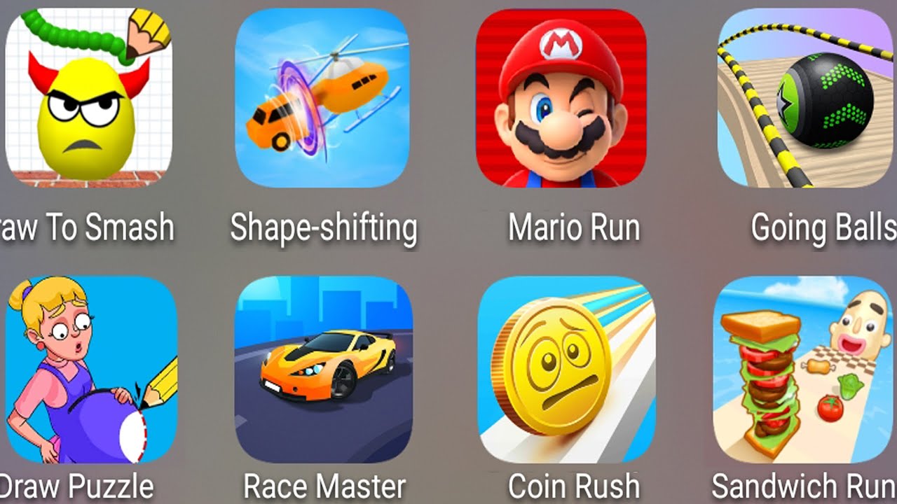 Draw Puzzle,Mario Run,Race Master,Coin Rush,Kick The Ragdoll,Going ...