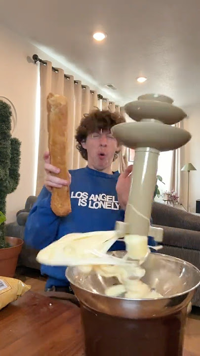 TRYING CHEESE CHOCOLATE FOUNTAIN #shorts