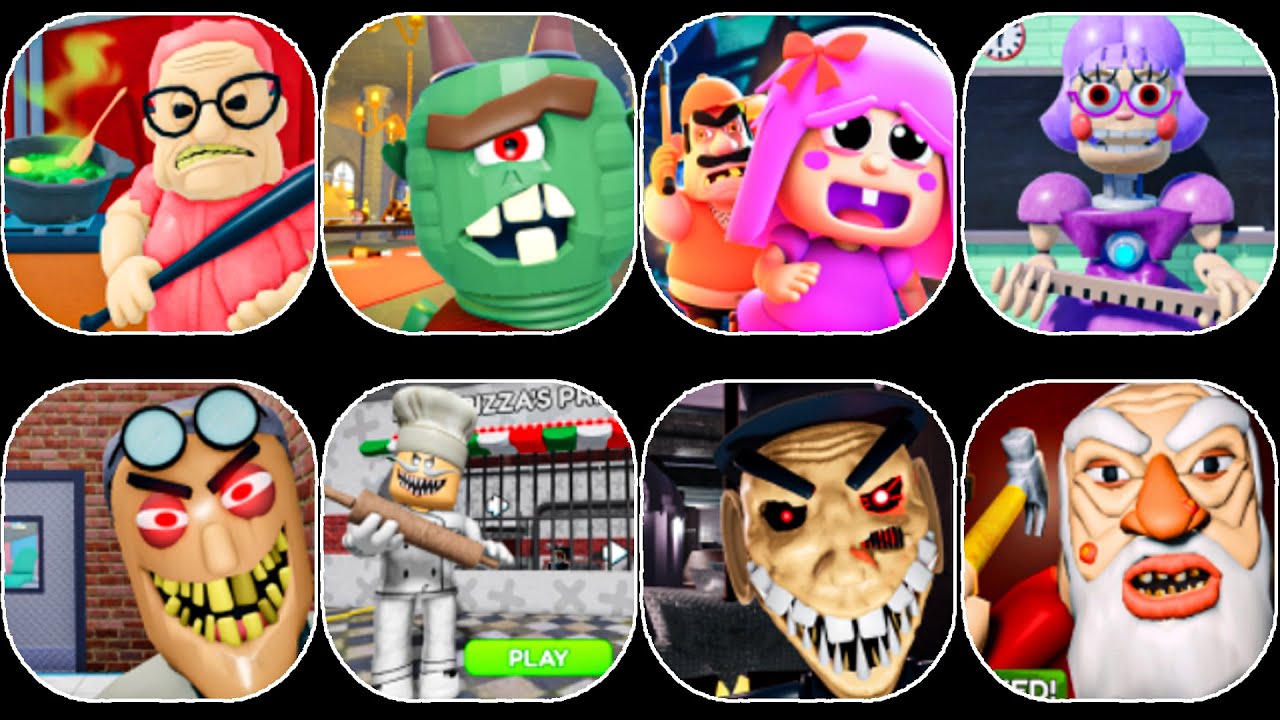 ROBLOX.EVIL GRANDMA’S KITCHEN.MR FUNNY’S CIRCUS.TRASH MONSTER SEWERS.MAD SCHOOL ESCAPE.MISS ANI-TRON