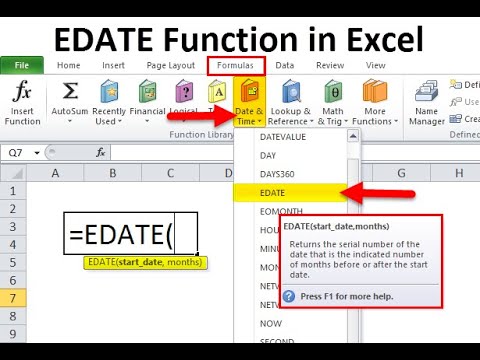 how to use edate formula in excel - YouTube