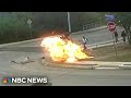 Fiery motorcycle crash caught on camera