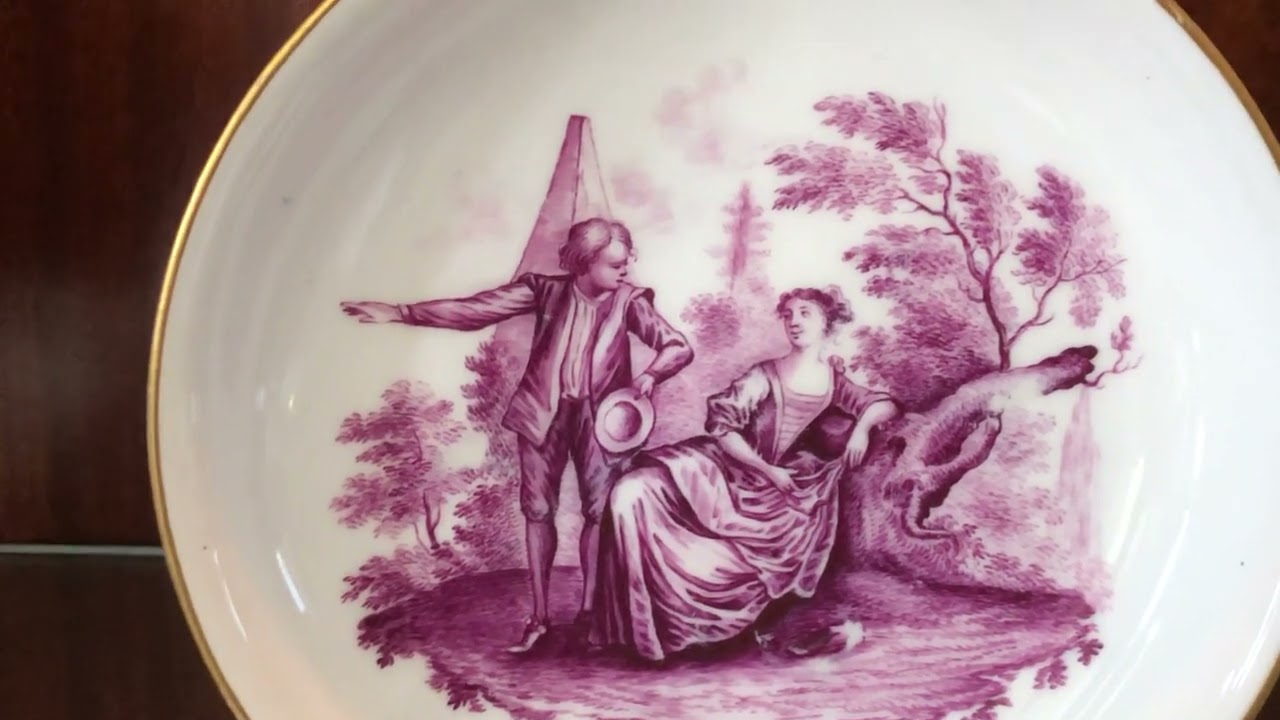Figures influenced by the artist Watteau on Meissen porcelain from 1740.
