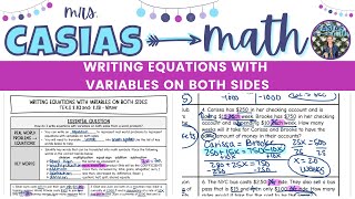 Writing Equations with Variables on Both Sides | 8th Grade Math Pre-Algebra