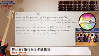 Video thumbnail of "🎻 Wish You Were Here - Pink Floyd Bass Backing Track with chords and lyrics"